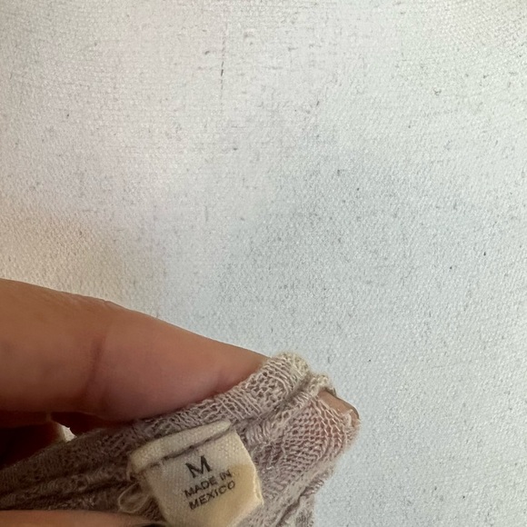 UO Light Pink Mauve Ribbed Surplice Cross Open Back Tie Side Long Sleeve Blouse - Picture 8 of 9